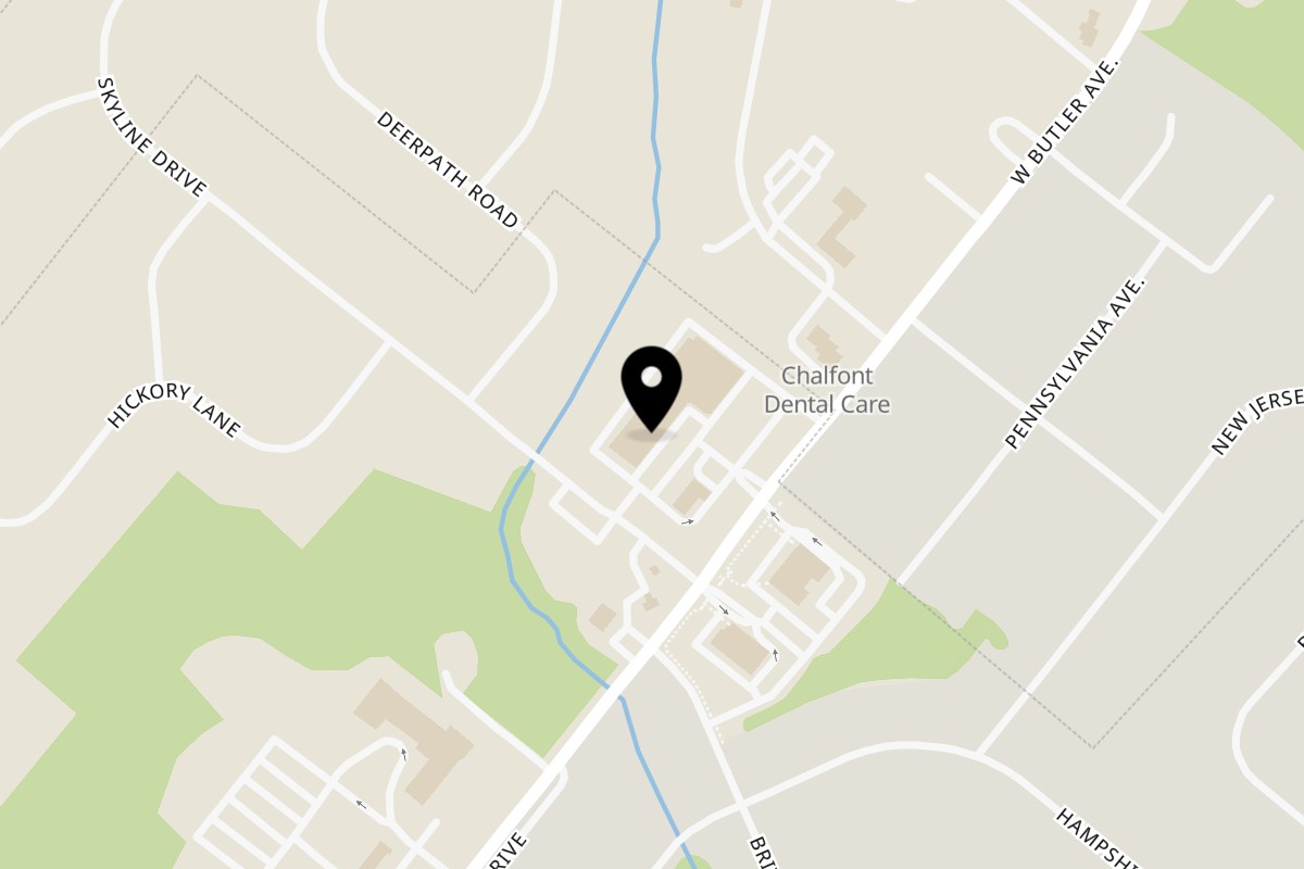 Map showing the location of Tu Casa Pizzería & Mexican Grill on 235 W Butler Ave in Chalfont